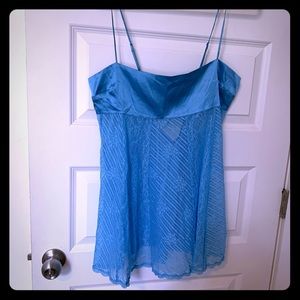 NWOT Turquoise Blue lace satin set